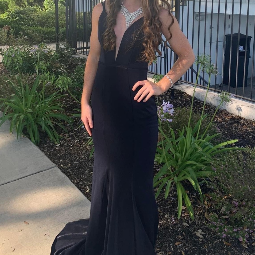 size 0 navy dress by jovani